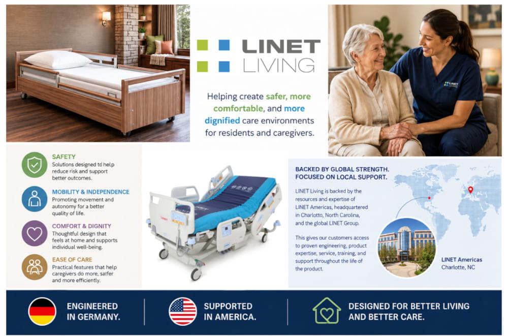 LINET Living is focused on one goal: helping create safer, more comfortable, and more dignified care environments for residents and caregivers.